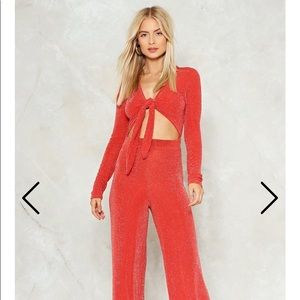 Red Glitter Jumpsuit